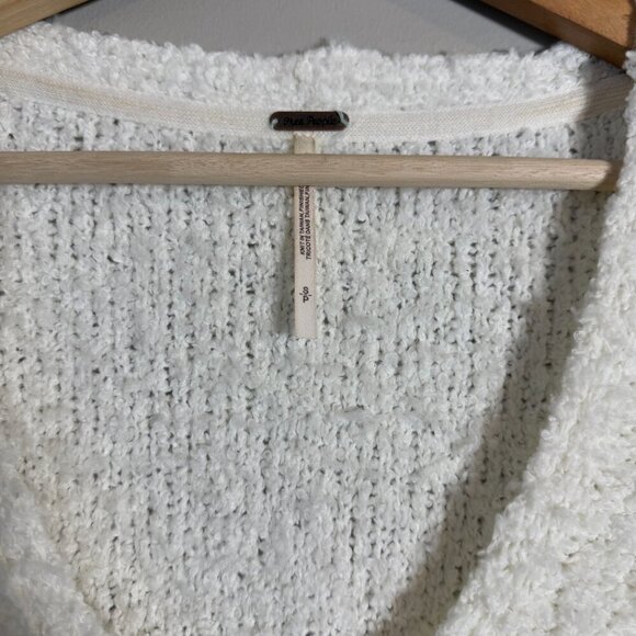 Free People Finders Keepers V-Neck Sweater Women Small White Cropped Chunky Knit - Picture 8 of 16